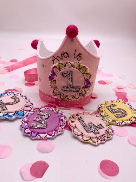 Pink Birthday Crown with Changeable Numbers