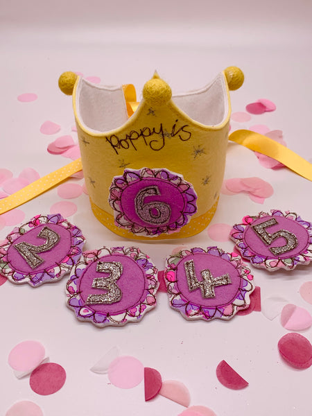 Lemon Birthday Crown with Changeable Numbers