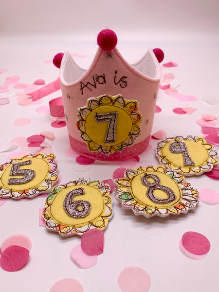 Pink Birthday Crown with Changeable Numbers