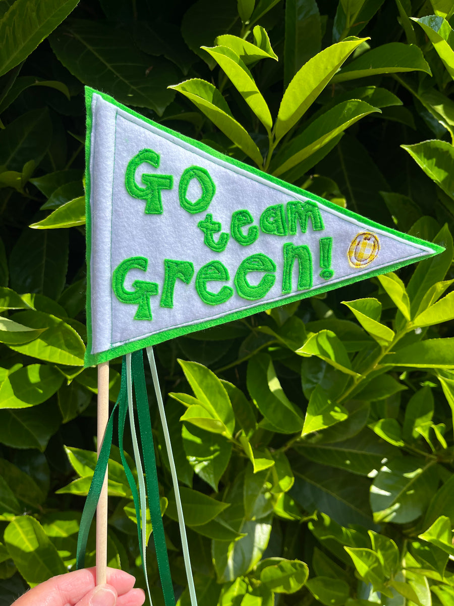 Green Go Team Sports Day Flag Katy Kirkham Designs green-go-team-sports-day-flag-katy-kirkham-designs