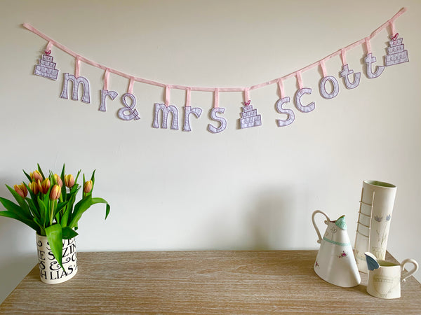 Mr & Mrs ..... personalised wedding bunting