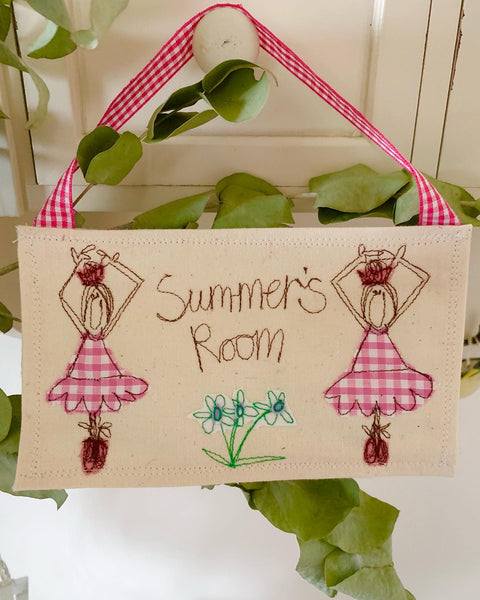 Girls personalised fabric doorname, ballerina