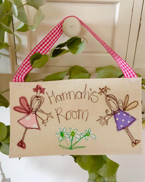 Girls personalised fabric doorname, fairy