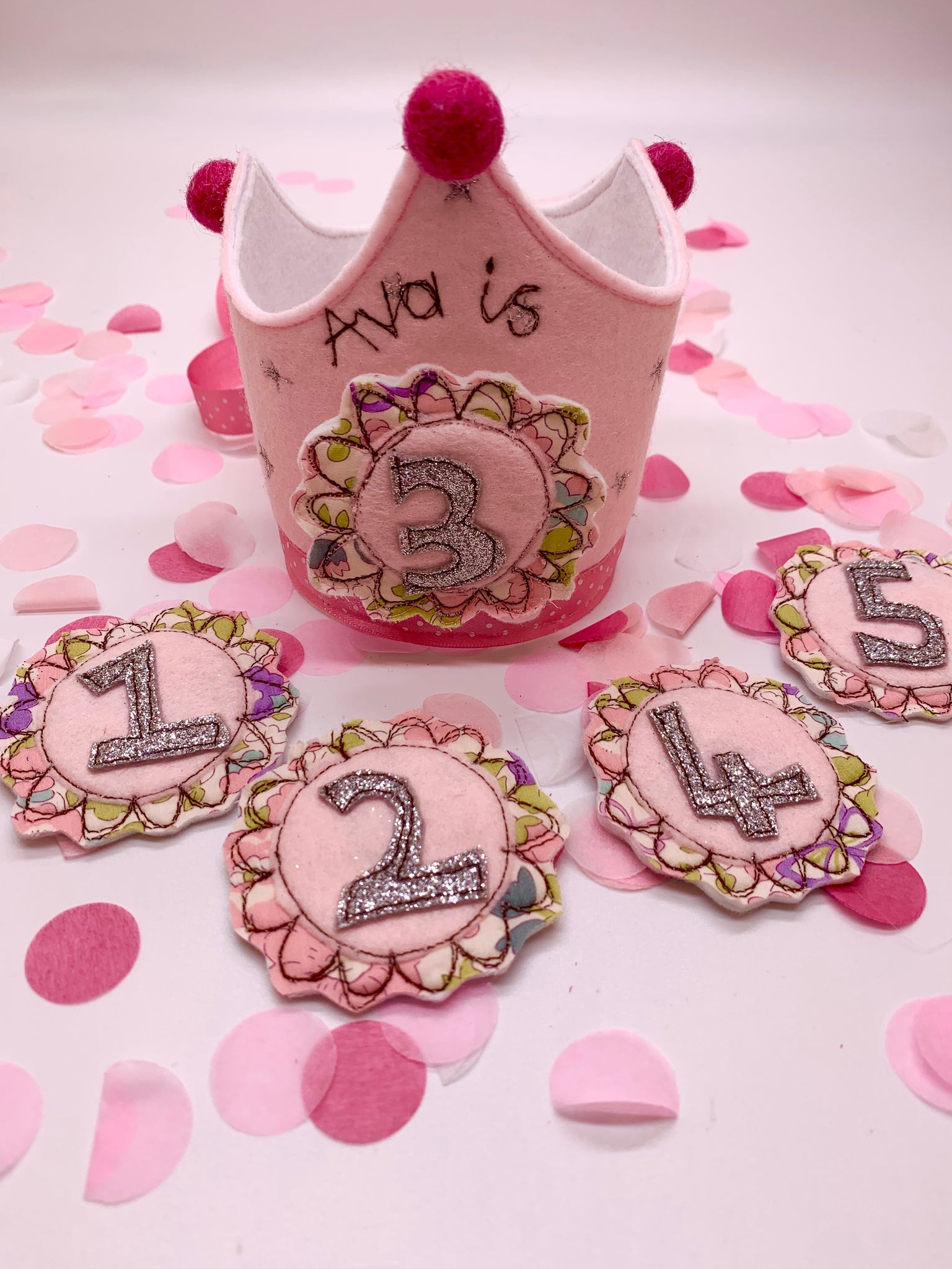 Pink Birthday Crown with Changeable Numbers