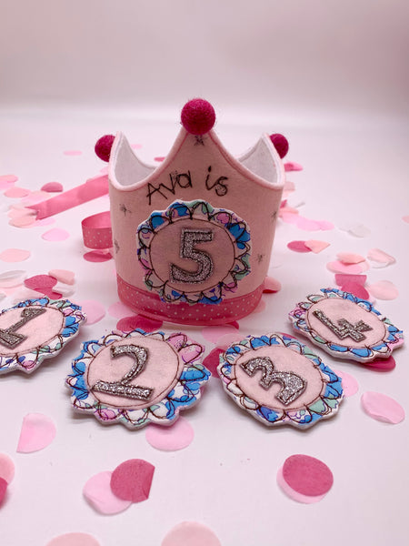 Pink Birthday Crown with Changeable Numbers
