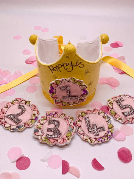 Lemon Birthday Crown with Changeable Numbers