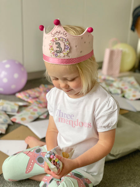 Pink Birthday Crown with Changeable Numbers