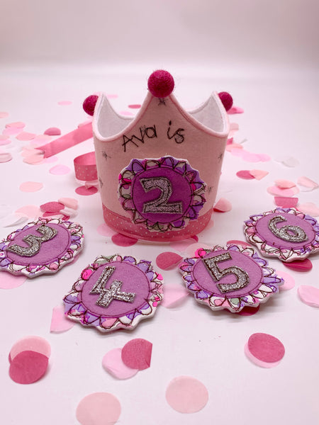 Pink Birthday Crown with Changeable Numbers