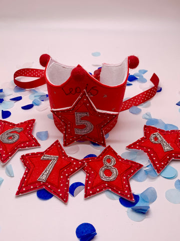 Red Birthday Crown with Changeable Numbers