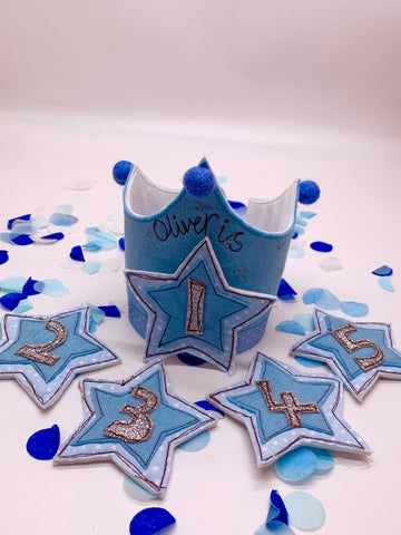 Blue Birthday Crown with Changeable Numbers
