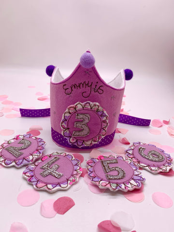 Purple Birthday Crown with Changeable Numbers