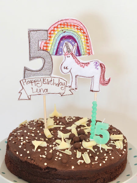 Unicorn and Rainbow Cake topper