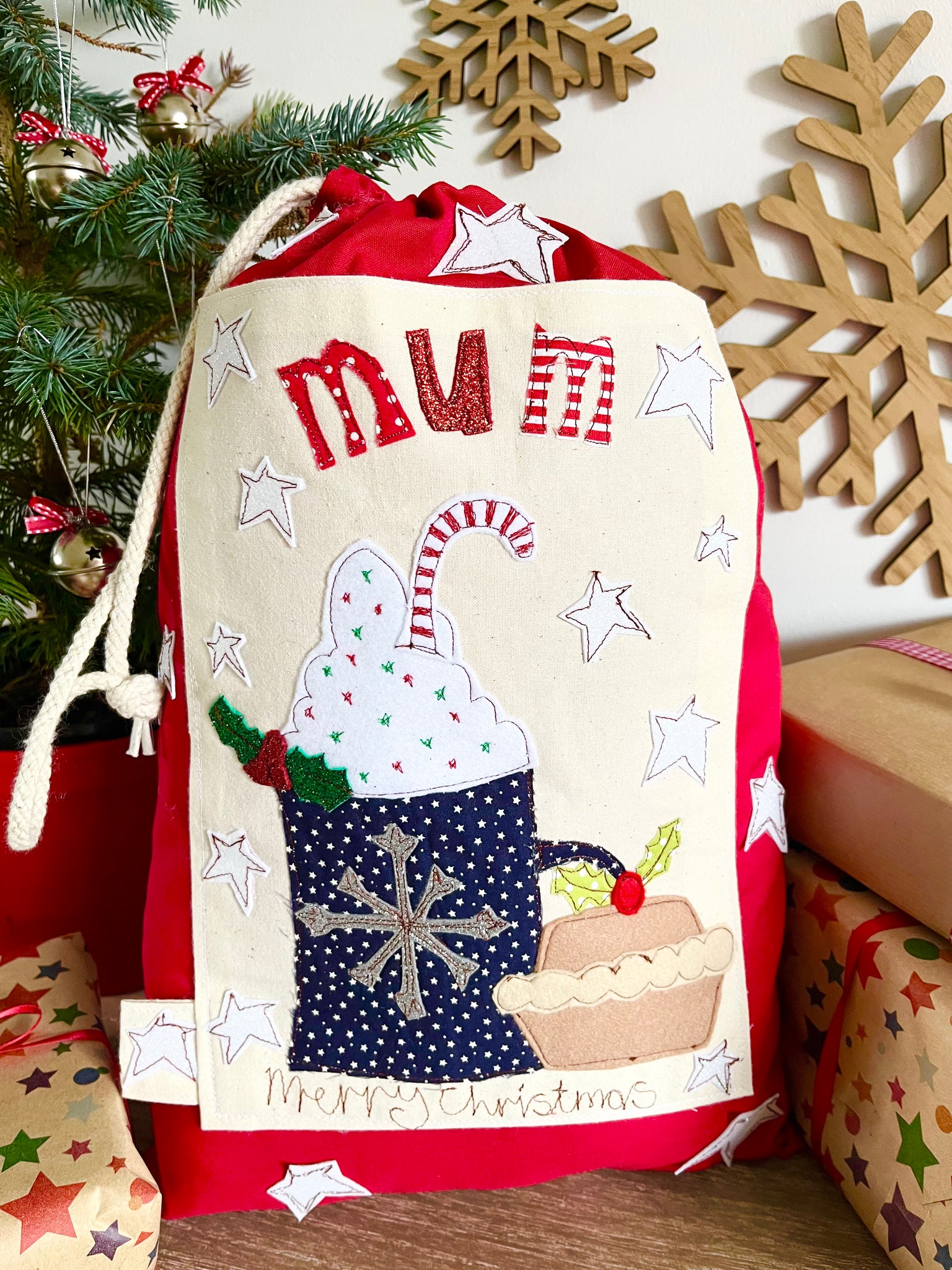 Hot Chocolate and Mince Pie Santa Sack