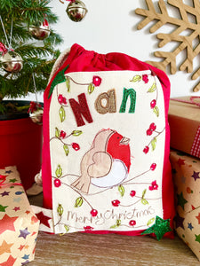 Christmas Robin Santa Sack