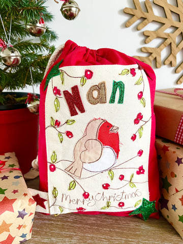 Christmas Robin Santa Sack