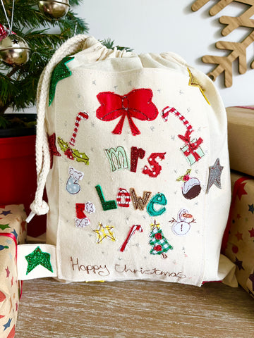 Christmas Wreath Santa Sack