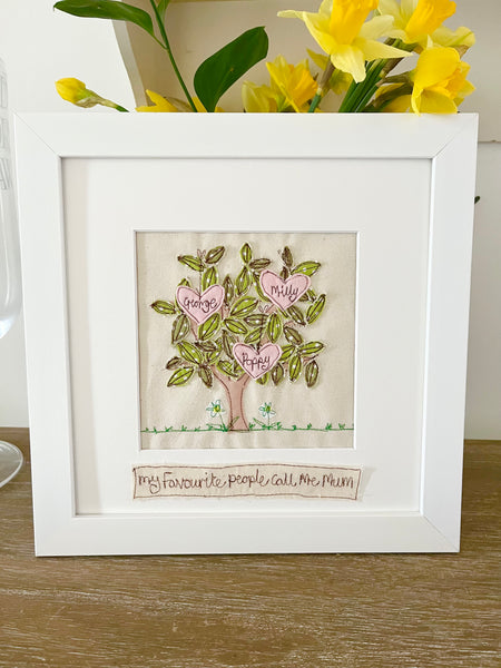 Family Tree Picture With Hanging Hearts