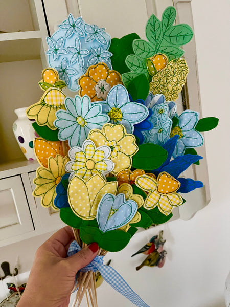 Bunch of Blue and Lemon Flowers