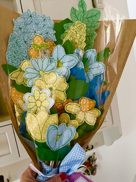 Bunch of Blue and Lemon Flowers