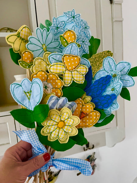 Bunch of Blue and Lemon Flowers