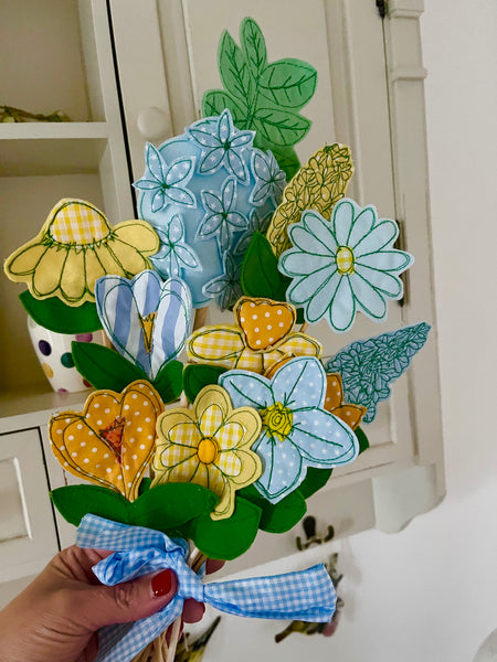 Bunch of Blue and Lemon Flowers