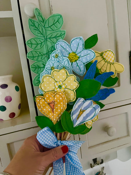 Bunch of Blue and Lemon Flowers