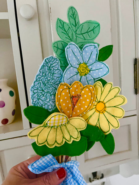 Bunch of Blue and Lemon Flowers
