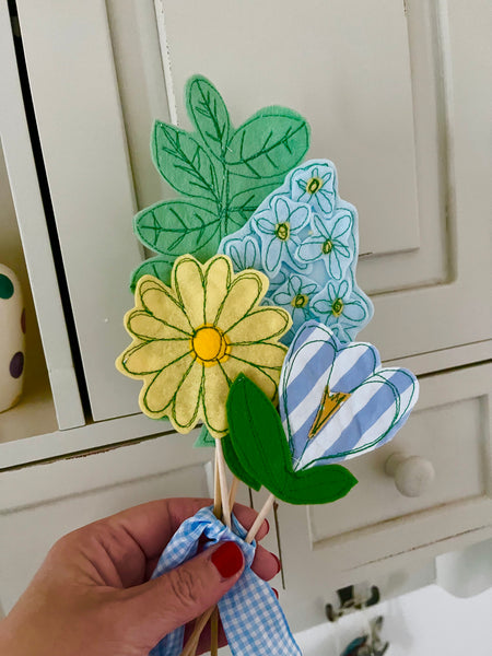 Bunch of Blue and Lemon Flowers
