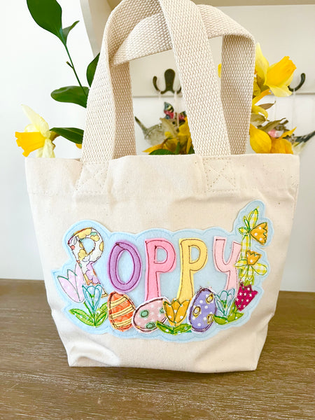 Easter Egg Hunt Bag, Spring Flowers and Easter Eggs