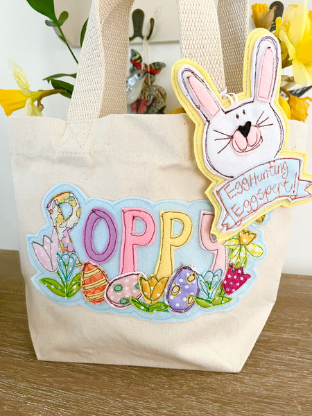 Easter Egg Hunt Bag, Spring Flowers and Easter Eggs