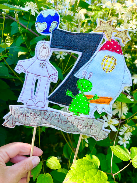 Space Adventure Cake Topper