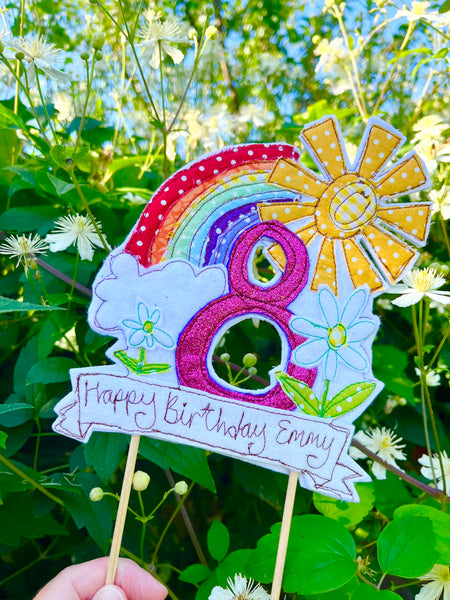 Rainbow and Sunshine Cake Topper