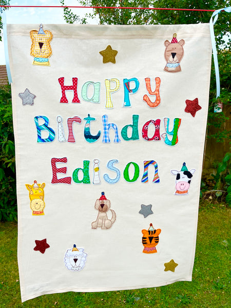 BOYS Personalised Happy Birthday Banner