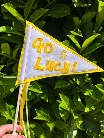 Yellow Name Sports Day Flag