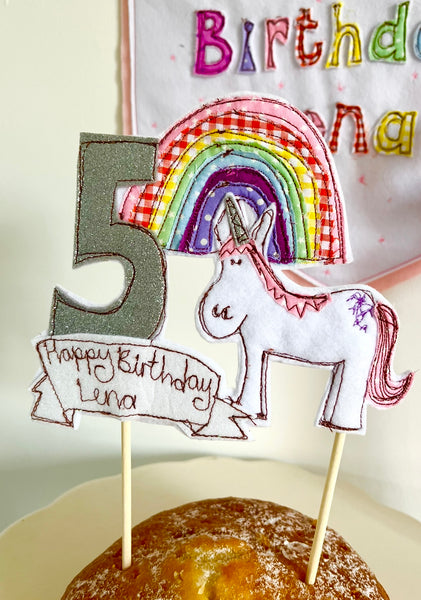 Unicorn and Rainbow Cake topper