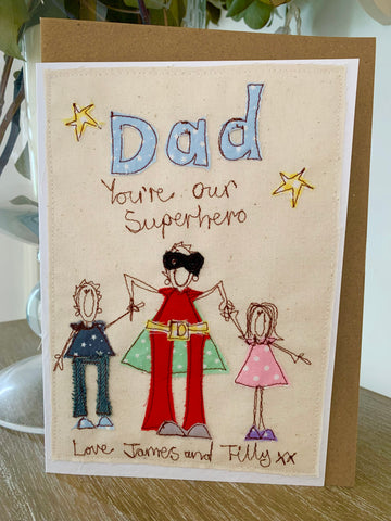 Dad Superhero personalised greeting card