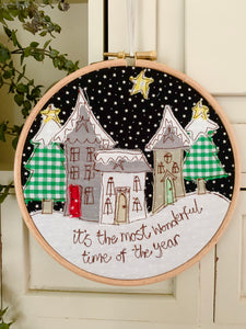 Christmas Houses Embroidery Hoop