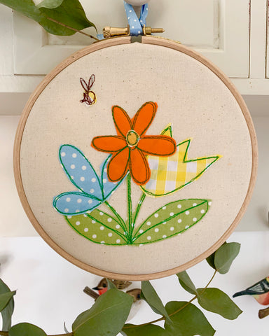 Happy Flowers Embroidery Hoop