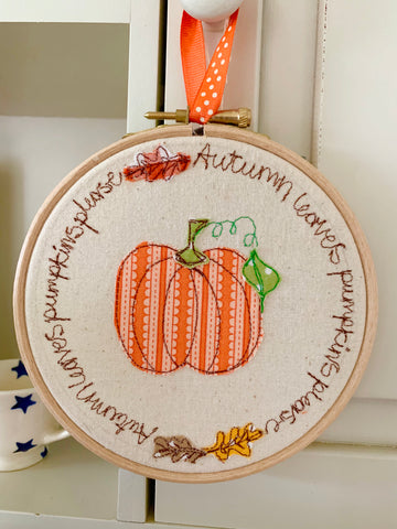 Autumn Leaves, Pumpkin Please, Embroidery Hoop