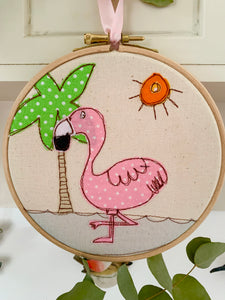 Flamingo Embroidery hoop