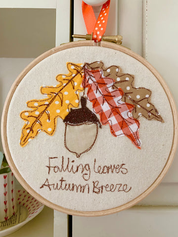 Falling Leaves, Autumn Breeze, Embroidery Hoop