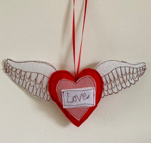 Padded Felt Hearts with Wings