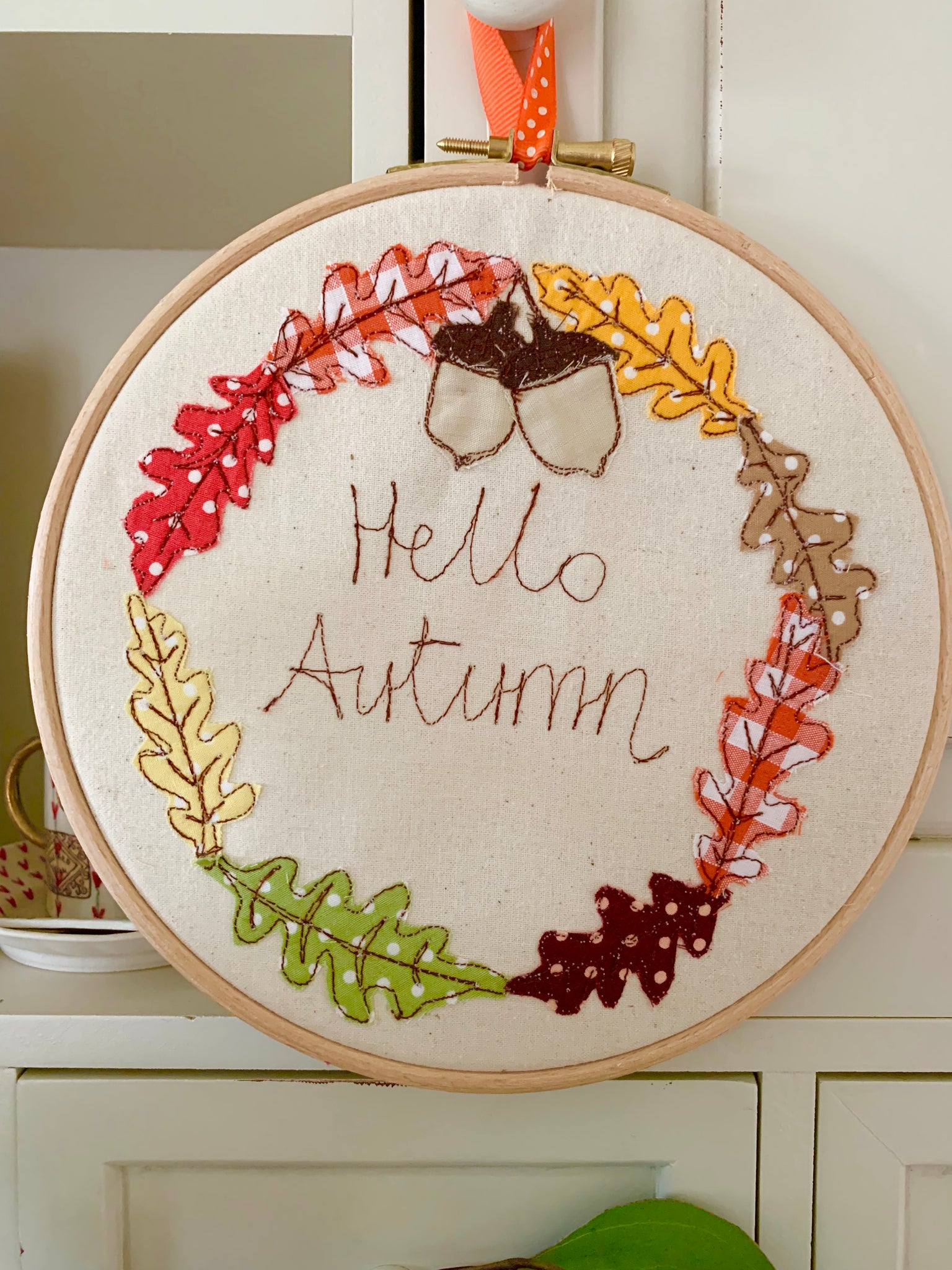 Hello Autumn, Embroidery Hoop