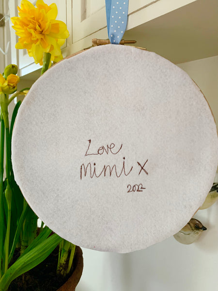 Mum We Love…… heart embroidery hoop