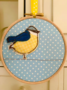 Blue Tit Embroidery Hoop