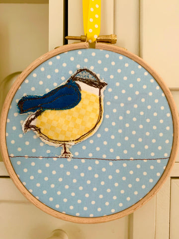 Blue Tit Embroidery Hoop