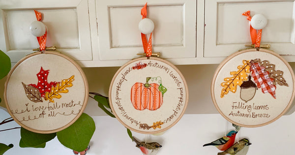 Autumn Leaves, Pumpkin Please, Embroidery Hoop