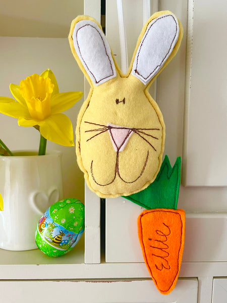 Easter Bunny and Carrot Decoration (with bunny tail pocket)